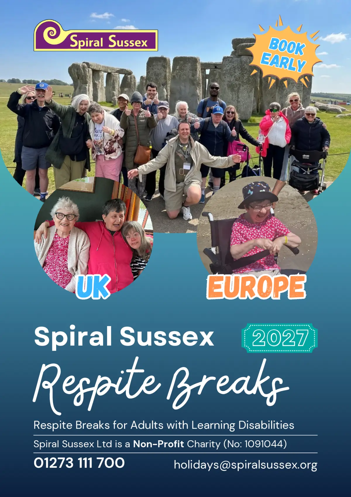 Cover of the Spiral Sussex 2027 Respite Breaks brochure